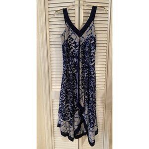 Style & Co Women’s Sz PS Blue Floral, Tropical Print Lined Maxi Dress Boho Artsy